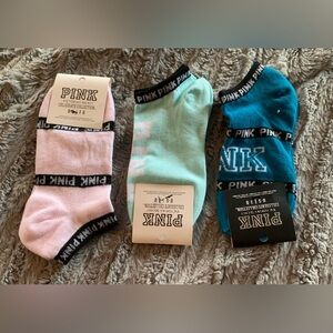 PINK Victoria's Secret Trio No-Show Socks in Light Pink, Mint & Teal, NWT